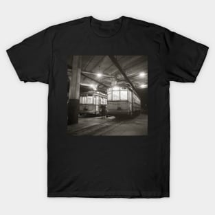 Trolleys at the Terminal, 1943. Vintage Photo T-Shirt